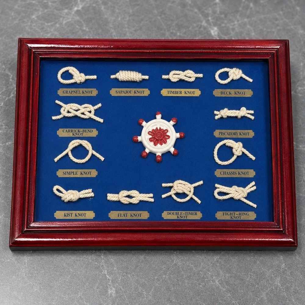 Maritime 3D Knot Shadow Box Nautical Framed Picture Wall Art Decor Ships Wheel
